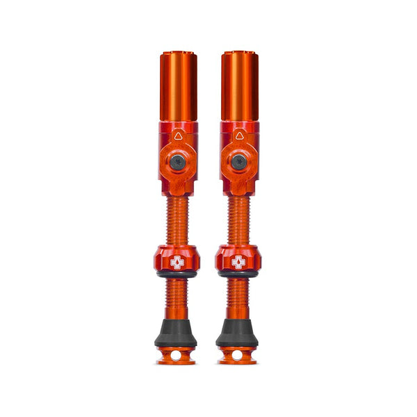 Large, Tubeless Valve, Presta, 45mm, Orange, Pair