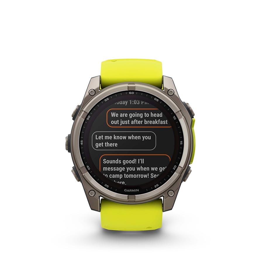 Garmin, fenix 8 Solar Sapphire 51mm, Watch, Watch Color: Titanium, Wristband: Amp Yellow/ Graphite - Silicone