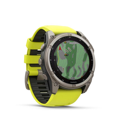 Garmin, fenix 8 Solar Sapphire 51mm, Watch, Watch Color: Titanium, Wristband: Amp Yellow/ Graphite - Silicone