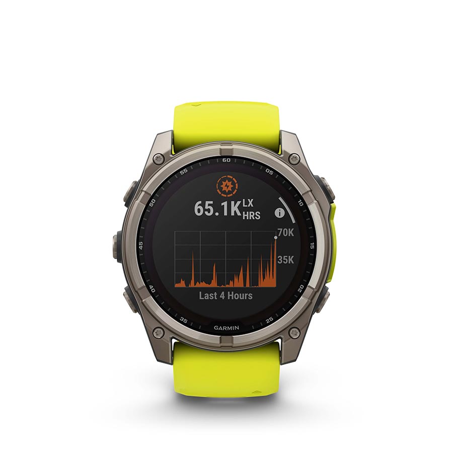 Garmin, fenix 8 Solar Sapphire 51mm, Watch, Watch Color: Titanium, Wristband: Amp Yellow/ Graphite - Silicone