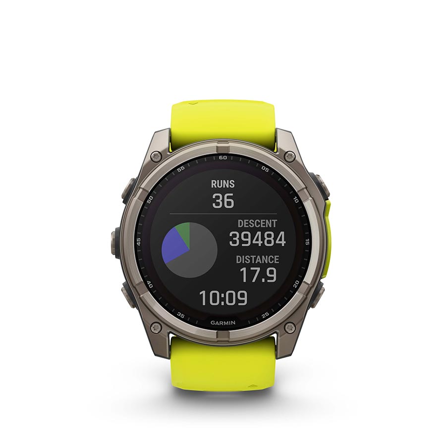 Garmin, fenix 8 Solar Sapphire 51mm, Watch, Watch Color: Titanium, Wristband: Amp Yellow/ Graphite - Silicone