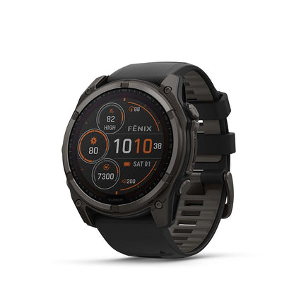 Garmin, fenix 8 Solar Sapphire 51mm, Watch, Watch Color: Titanium, Wristband: Amp Yellow/ Graphite - Silicone