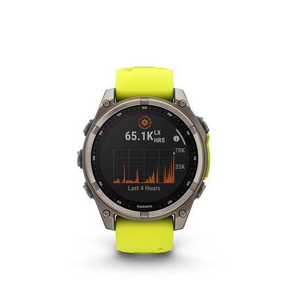 Garmin, fenix 8 Solar Sapphire 47mm, Watch, Watch Color: Titanium, Wristband: Amp Yellow/ Graphite - Silicone