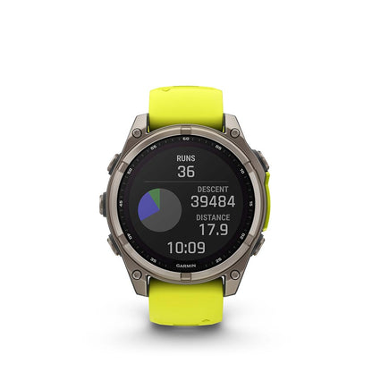 Garmin, fenix 8 Solar Sapphire 47mm, Watch, Watch Color: Titanium, Wristband: Amp Yellow/ Graphite - Silicone