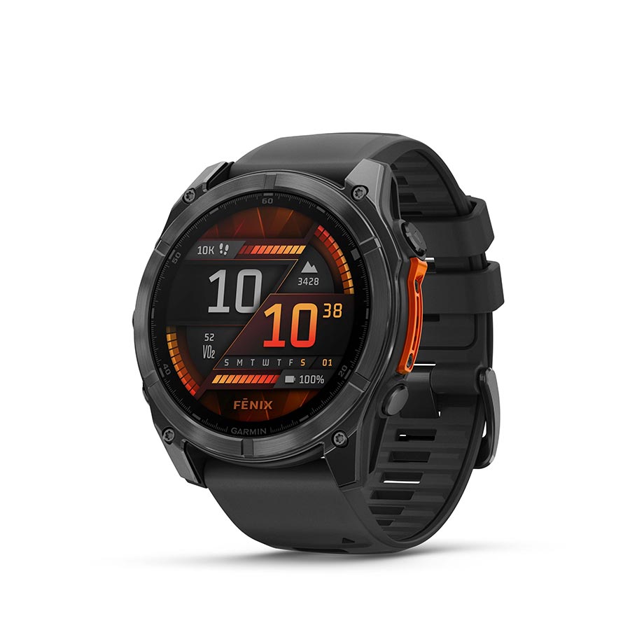 Garmin, fenix 8 AMOLED 51mm, Watch, Watch Color: Slate Grey, Wristband: Black - Silicone